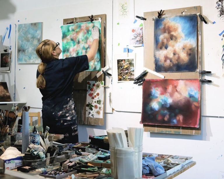 Sara Richardson: Exploring Humanity and Nature Through Art A captivating piece of art by Sara Richardson, illustrating the delicate balance and connection between humanity and the natural world.