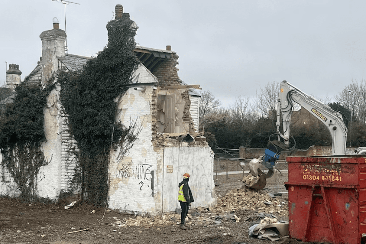 500-year-old Banksy mural destroyed Image of Banksy Mural getting demolished