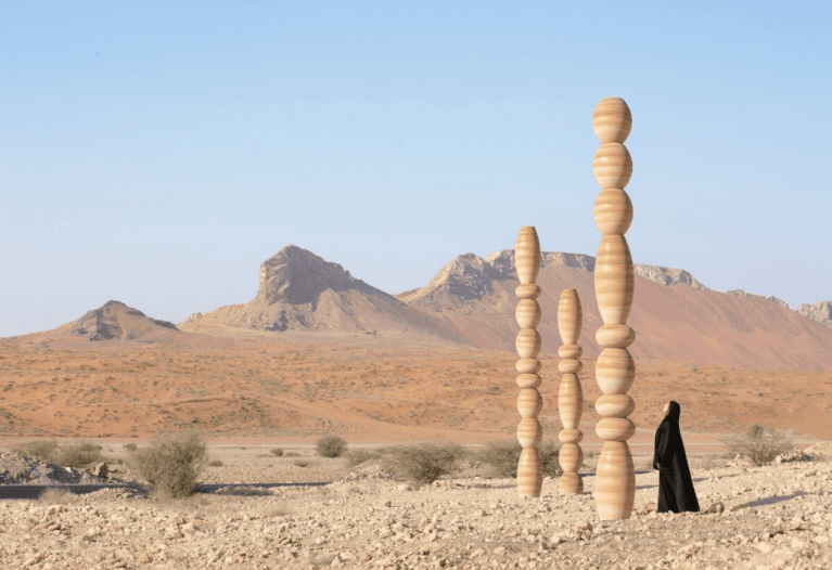 Desert Relics Installation Rises as Mystical Totems in UAE Desert Relics Installation Rises as Mystical Totems in UAE
